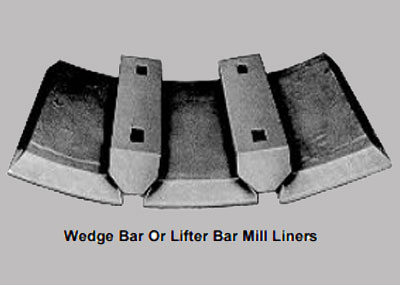 Lifter bar mill liner